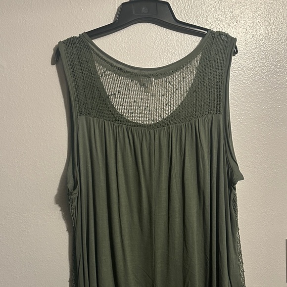 Cupio Olive Green Crochet Layered Tank - Picture 10 of 14